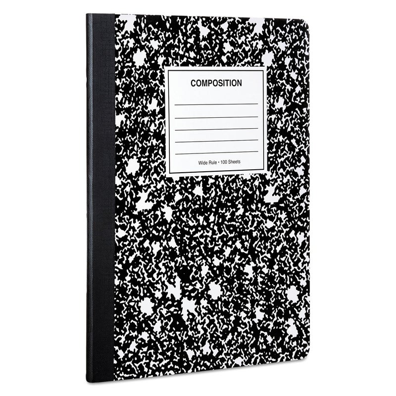 Universal UNV20936 9.75 in. x 7.5 in. 100-Sheet Composition Book - Wide/Legal Rule, Black Marble Cover (6/Pack) - Image 2
